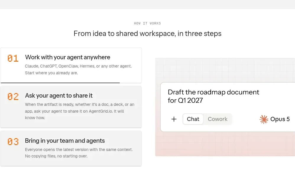 AgentGrid.io feature grid component