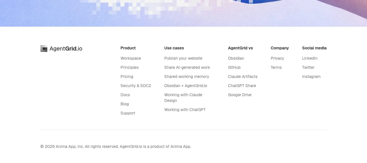 AgentGrid.io footer component
