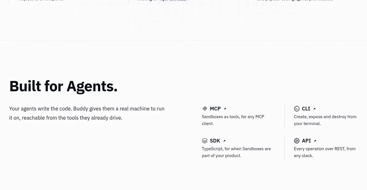 AI Sandboxes by Buddy feature grid component