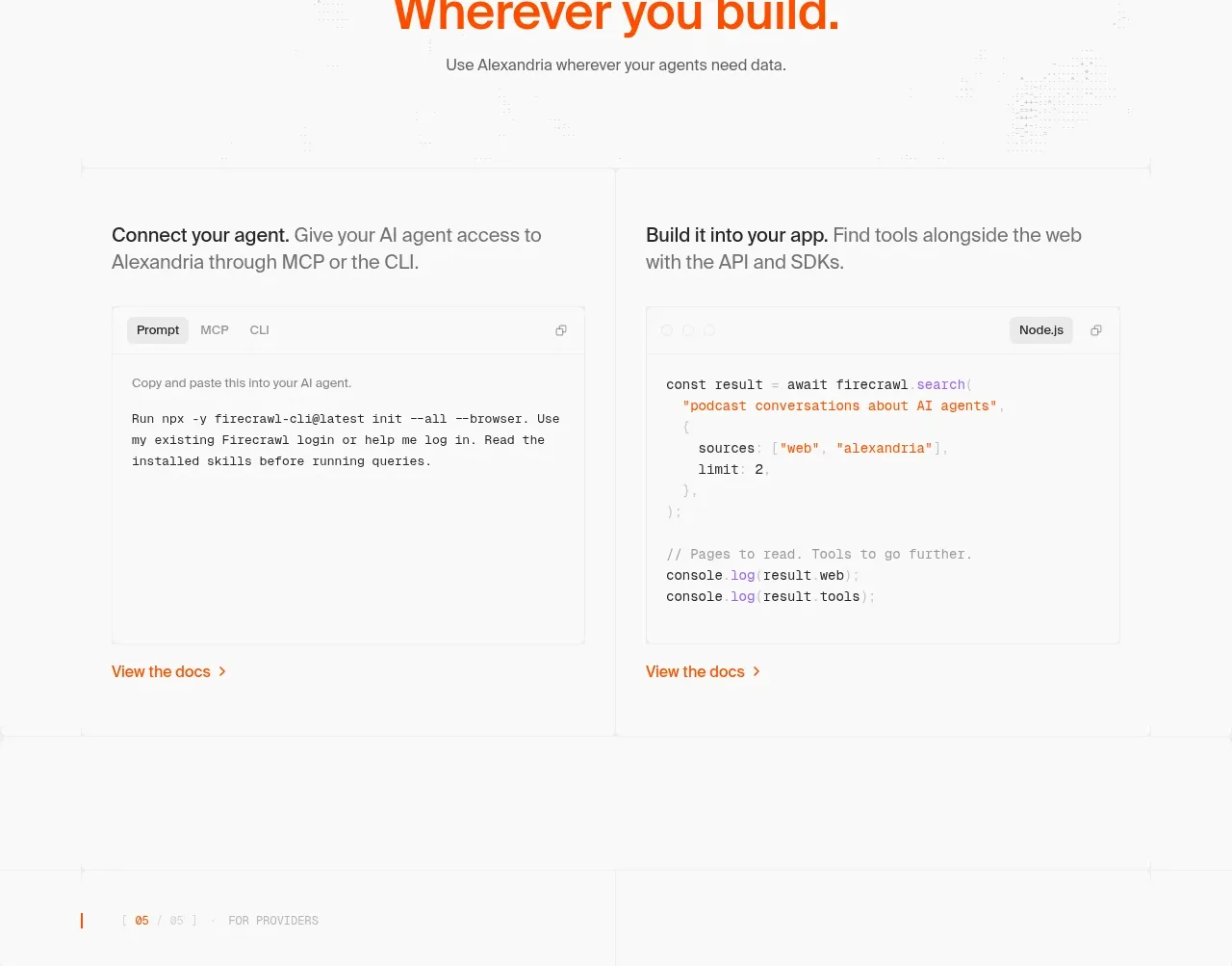Alexandria by Firecrawl tabs & steps component