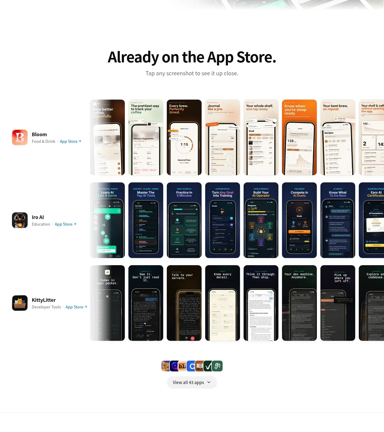 App Store Screenshots gallery component