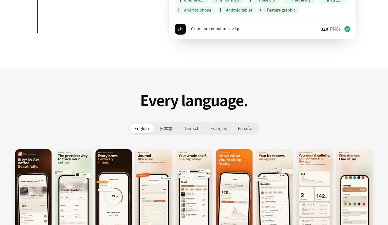 App Store Screenshots gallery component