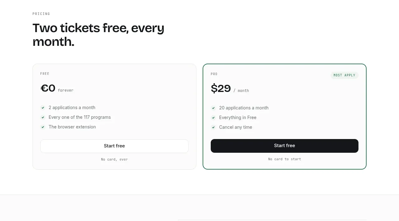 ApplySeed pricing table component