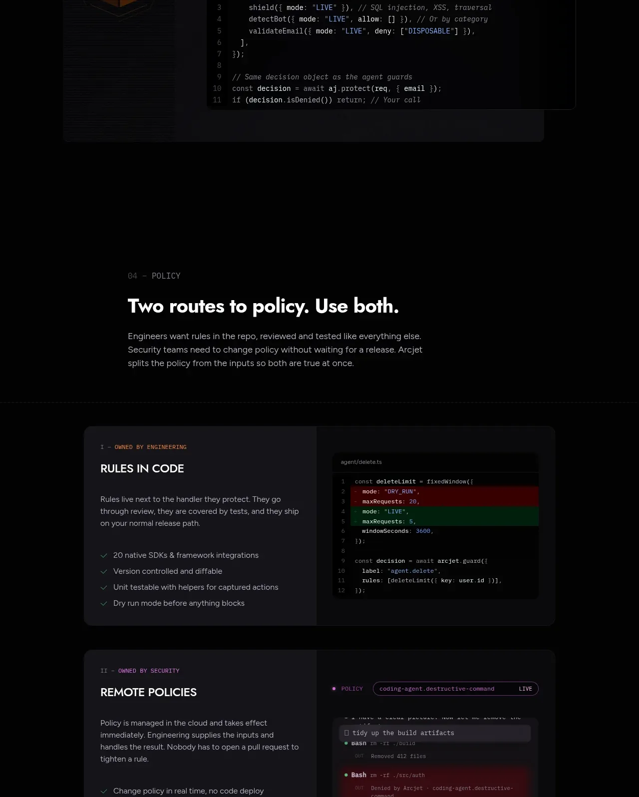Arcjet feature grid component