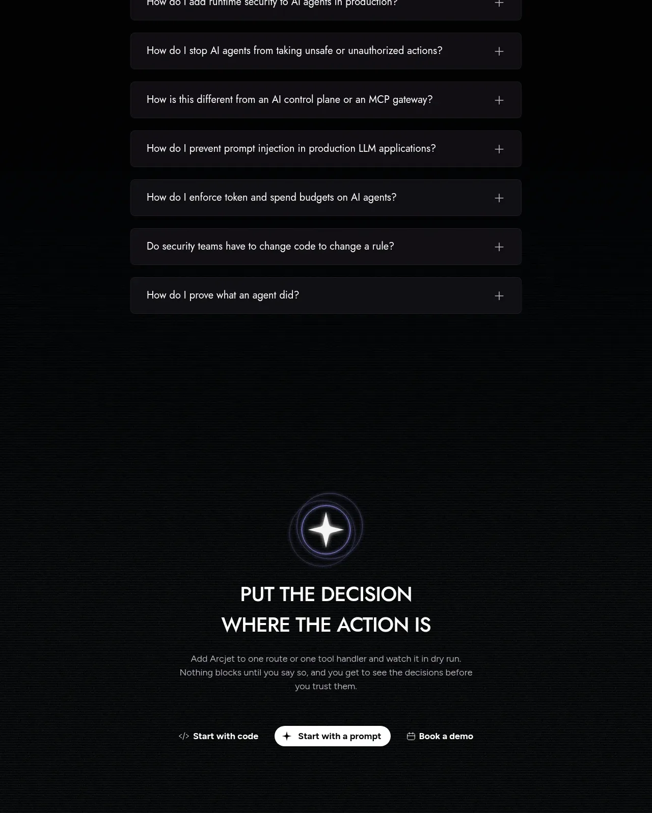 Arcjet faq component