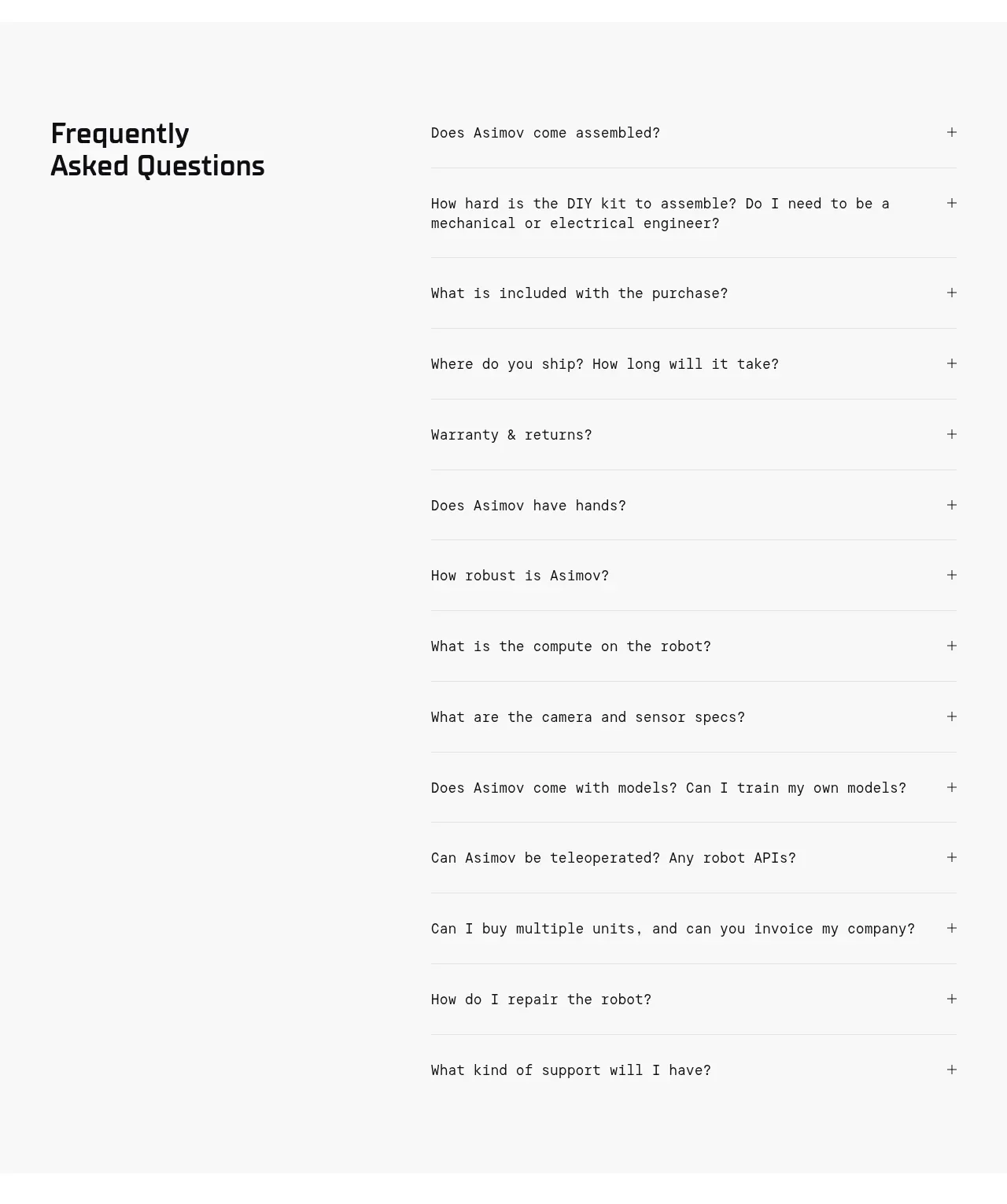 Asimov 1 faq component