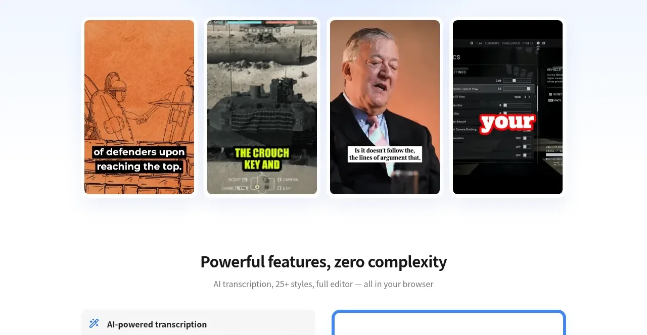 autocaptioner.com feature grid component