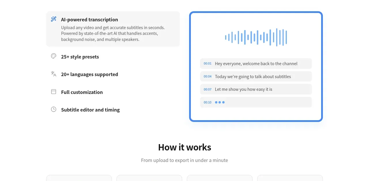 autocaptioner.com feature grid component