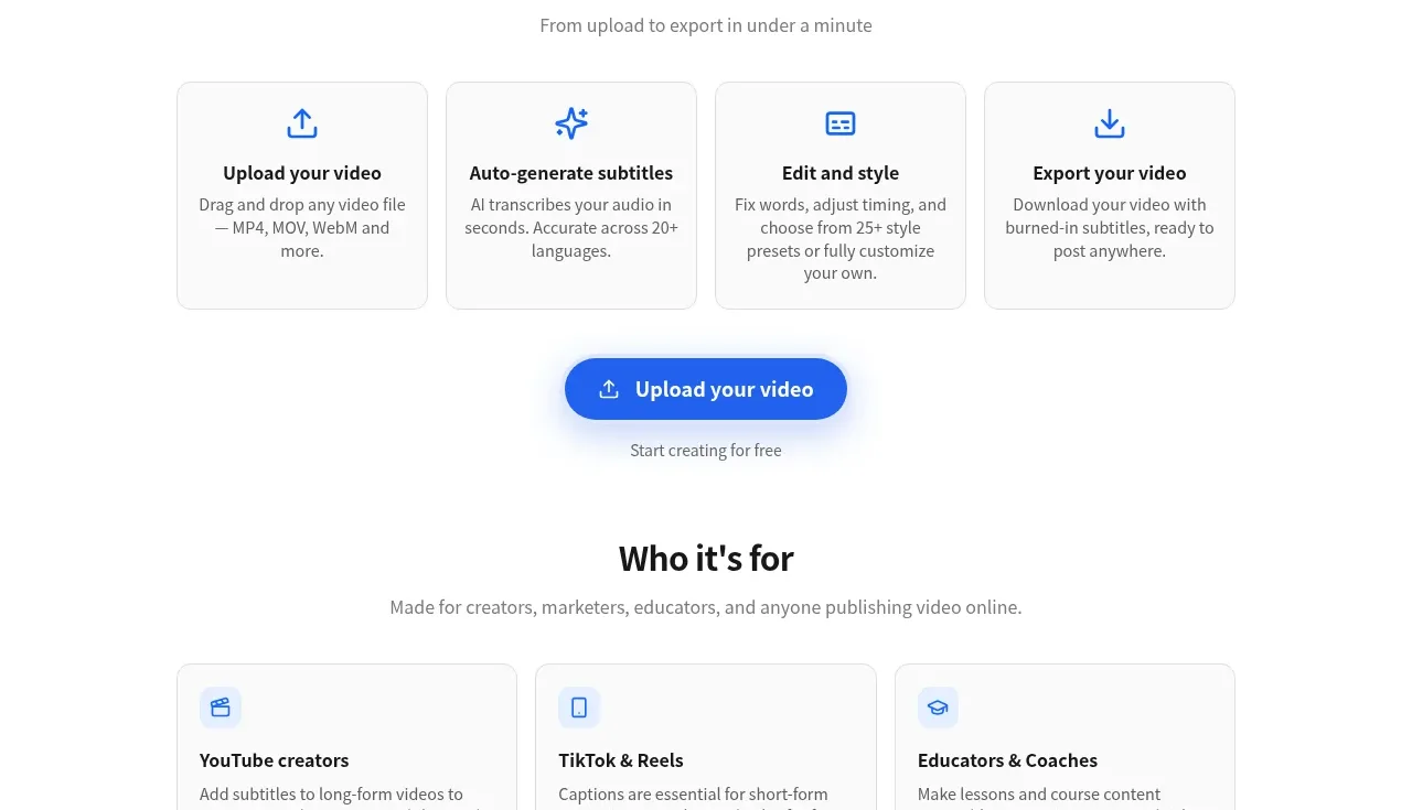 autocaptioner.com feature grid component