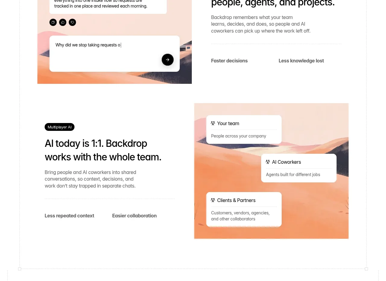 Backdrop feature grid component