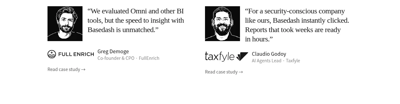 Basedash View-only members testimonials component