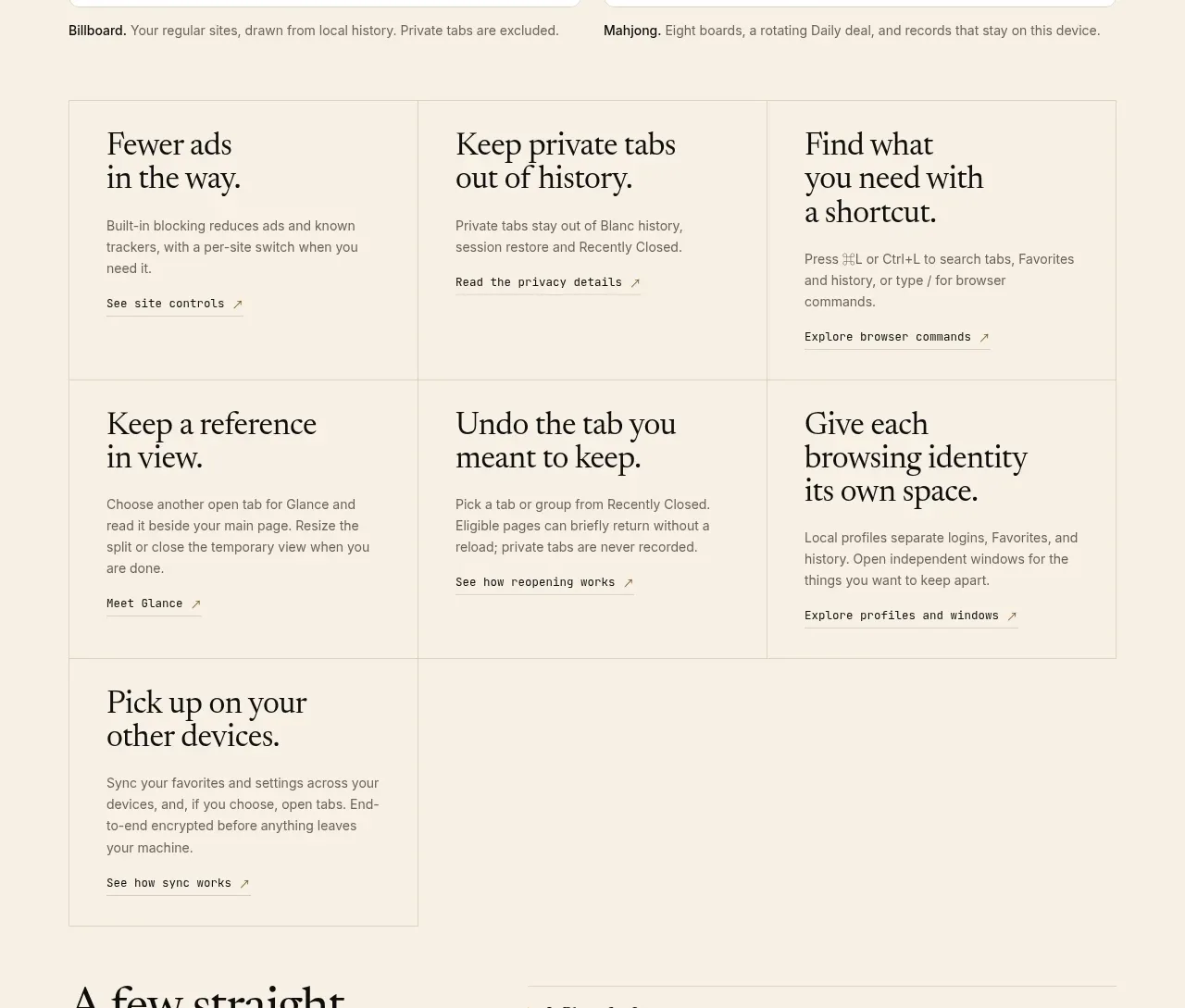 Blanc feature grid component