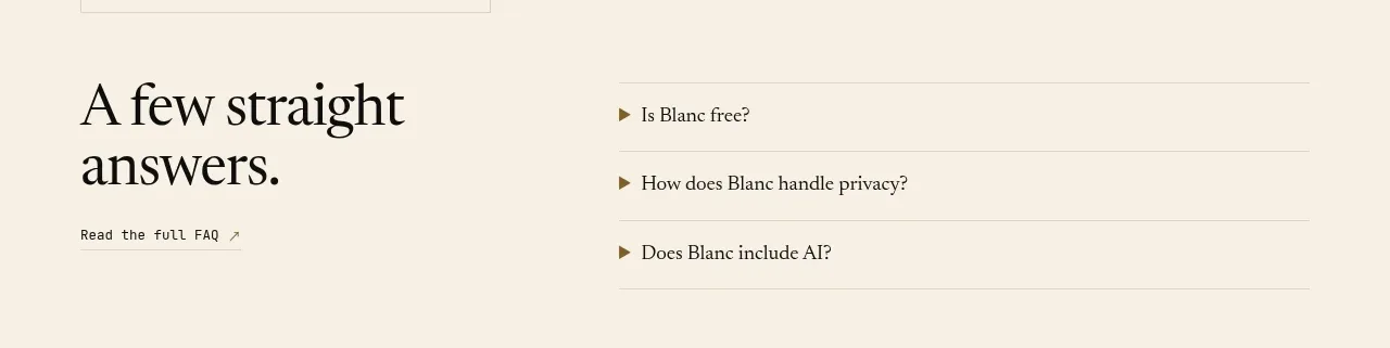 Blanc faq component