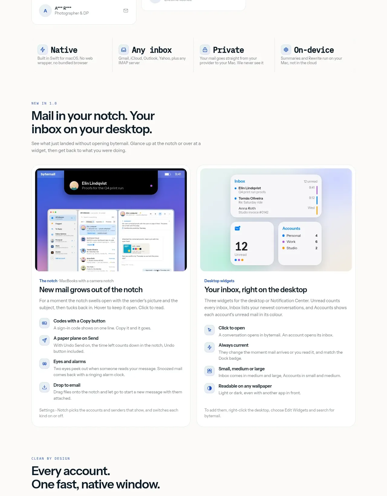bytemail feature grid component