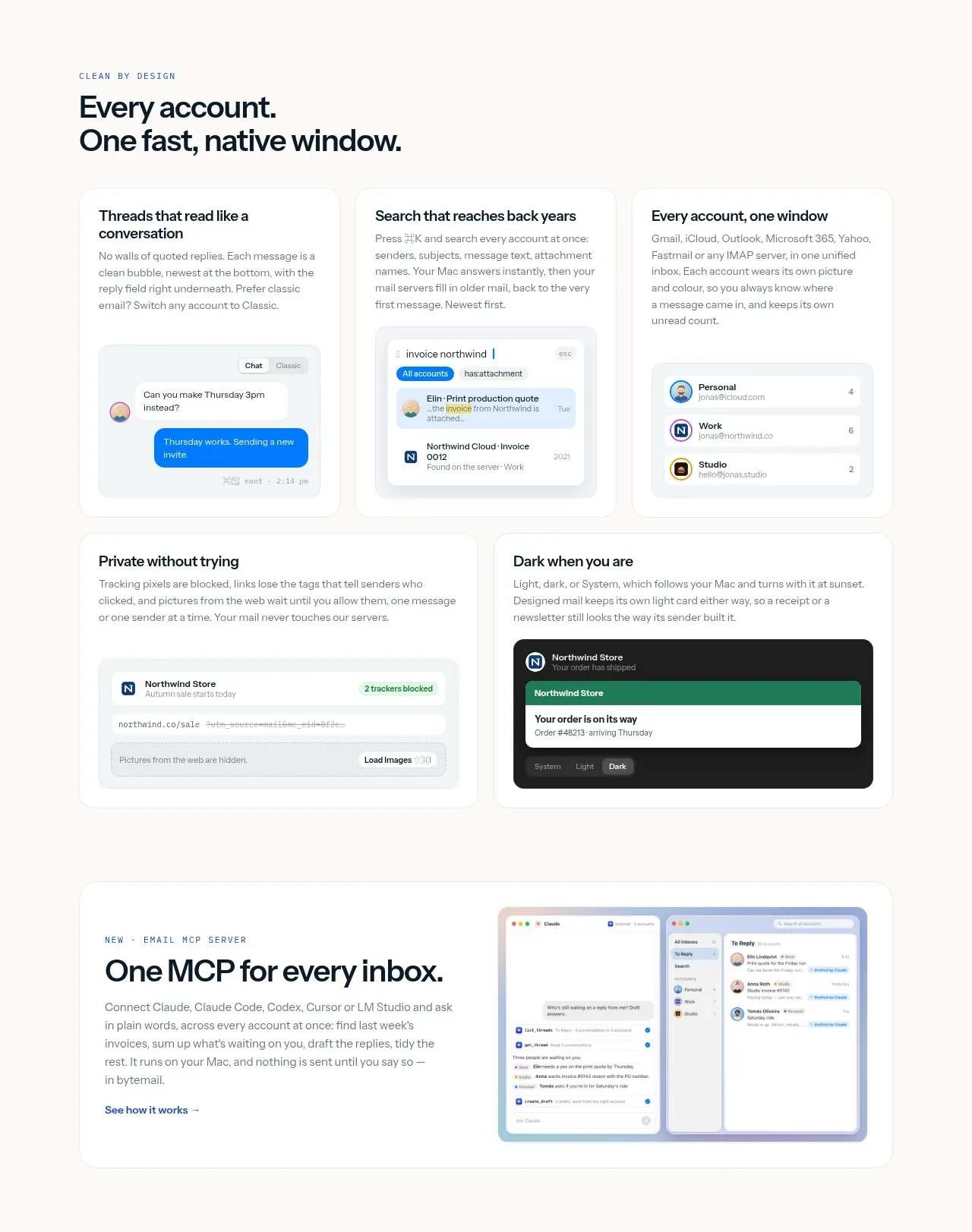 bytemail feature grid component
