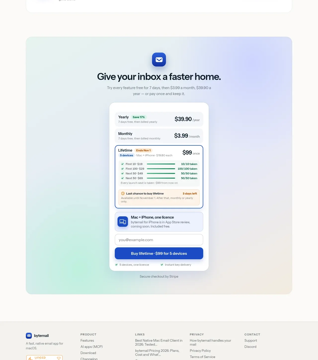 bytemail faq component