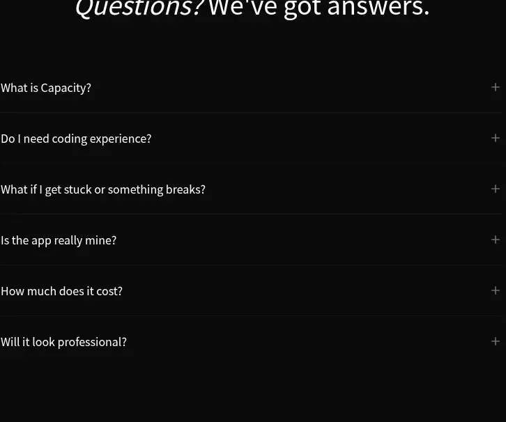 capacity.so faq component