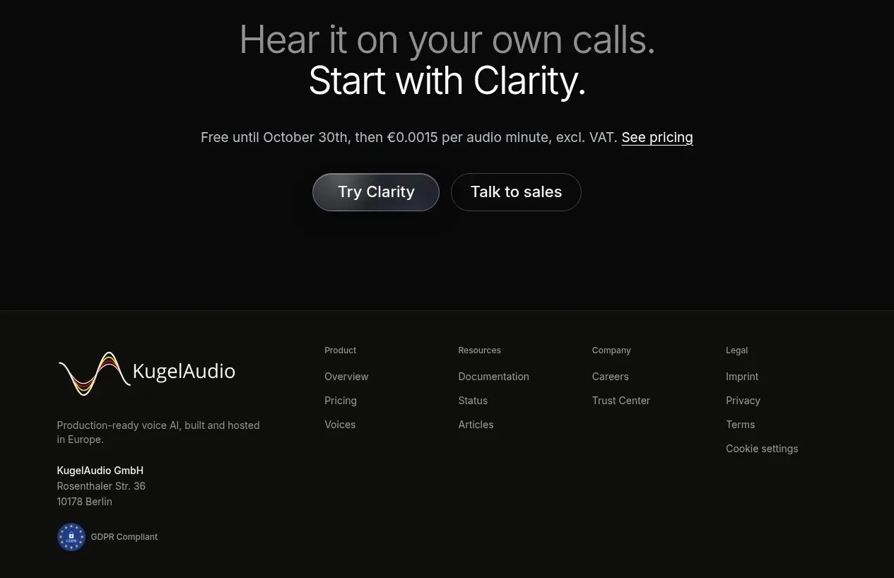 Clarity call to action component
