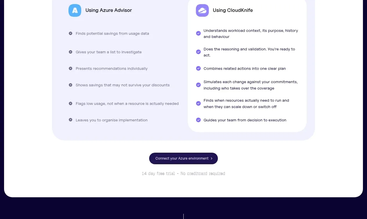 CloudKnife testimonials component
