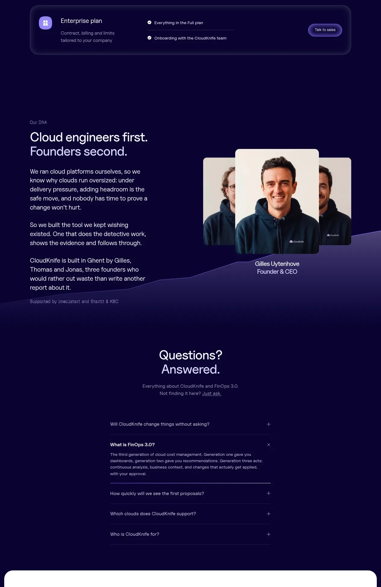 CloudKnife pricing table component