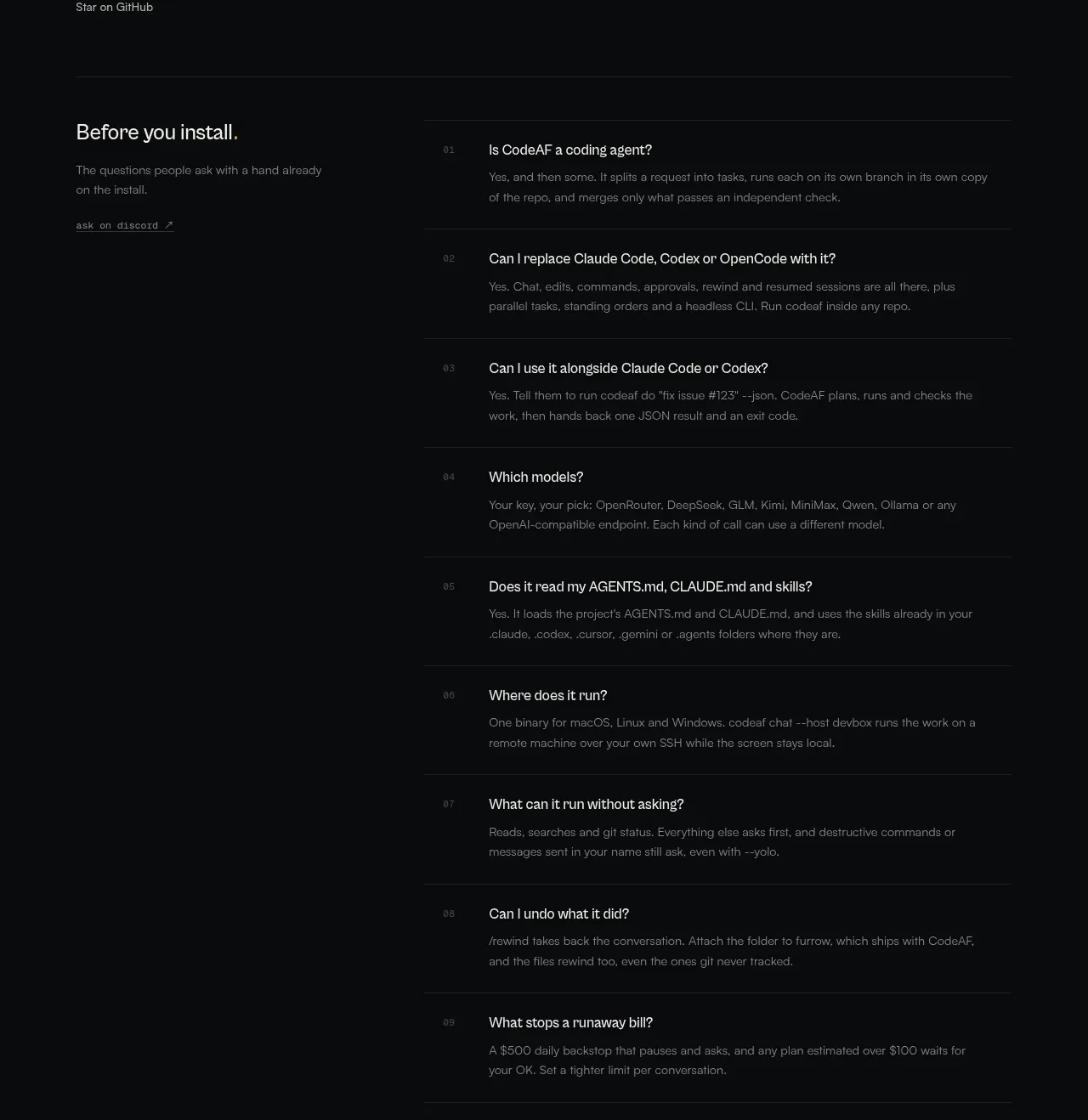 CodeAF faq component