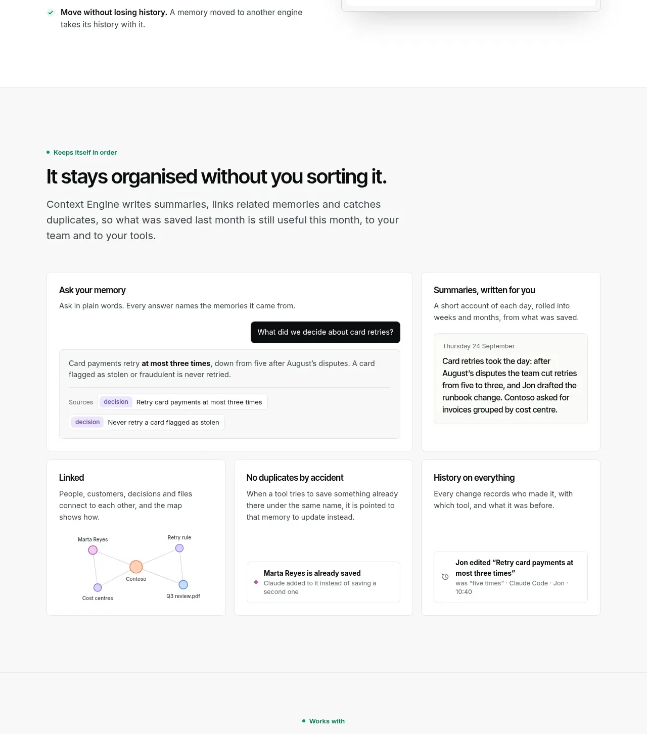 Context Engine feature grid component