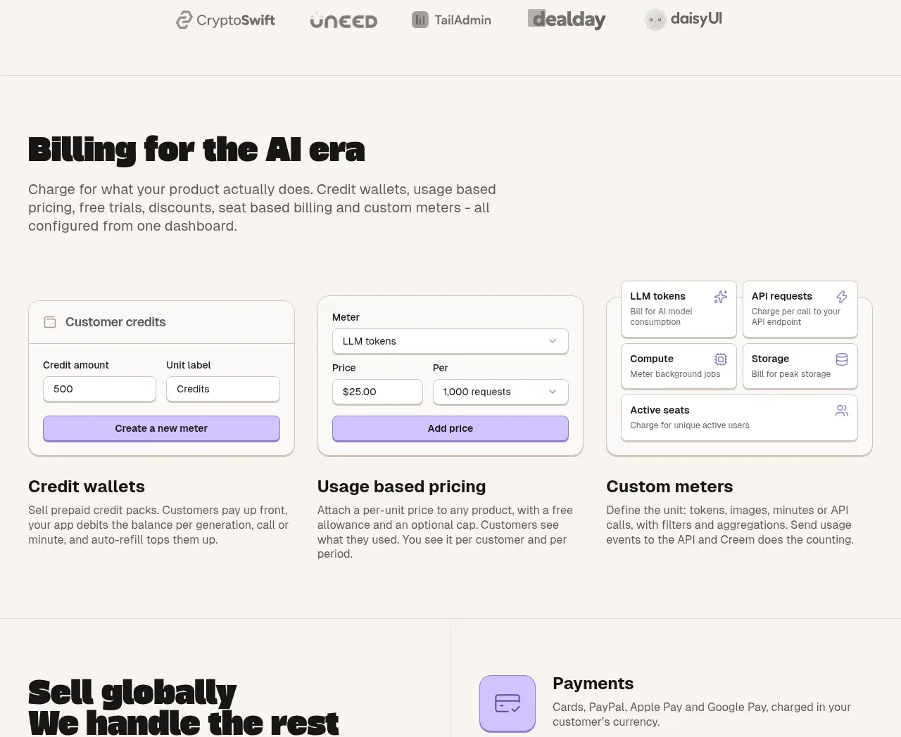 CREEM 2.0 feature grid component