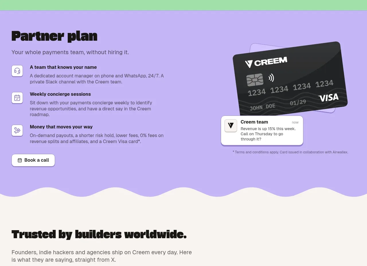 CREEM 2.0 call to action component