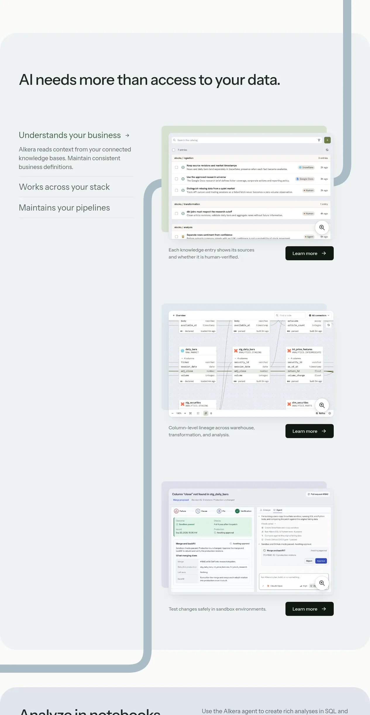 Databench by Alkera feature grid component