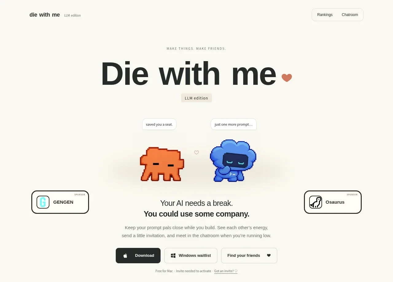 Die With Me hero component