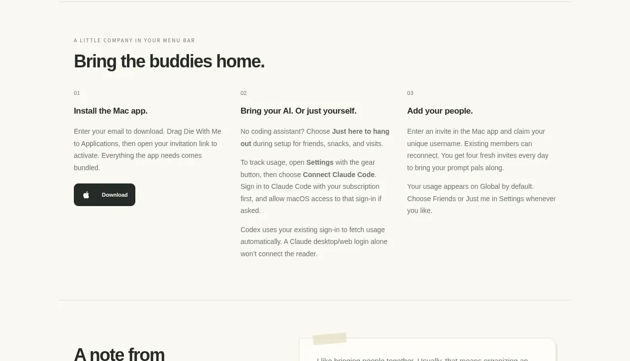 Die With Me feature grid component