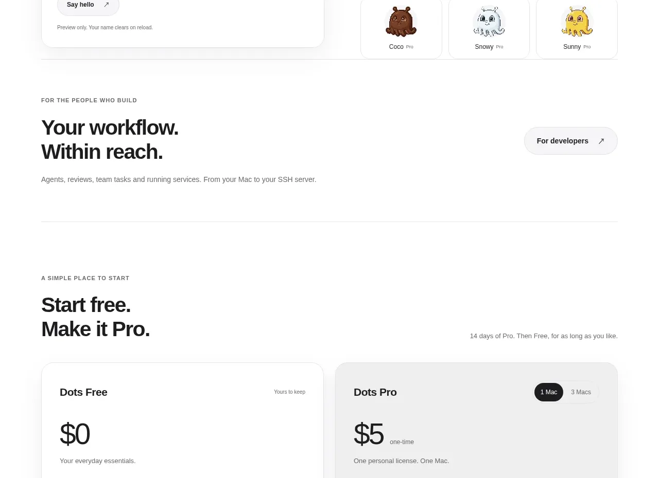 Dots pricing table component
