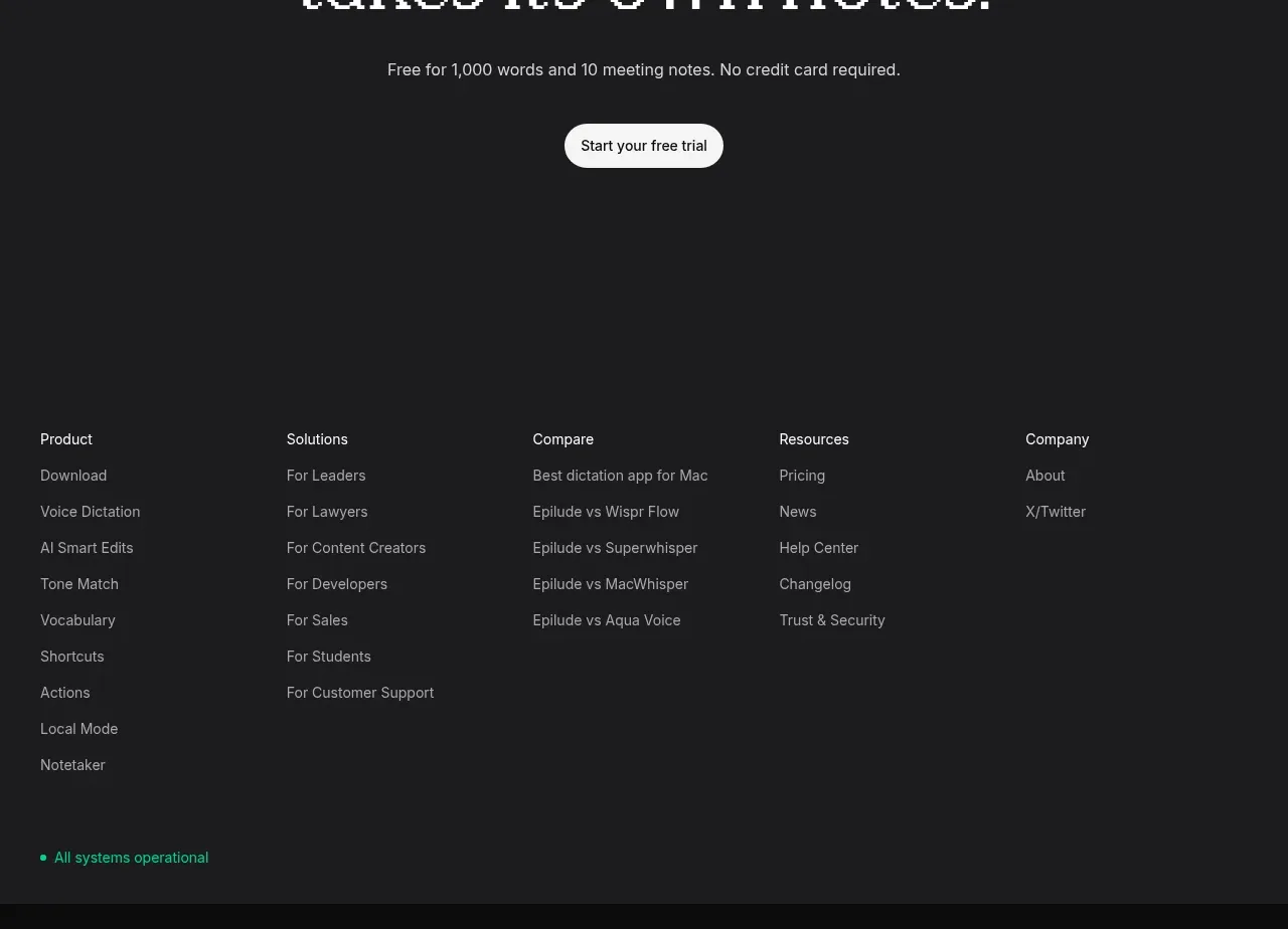Epilude Notetaker call to action component