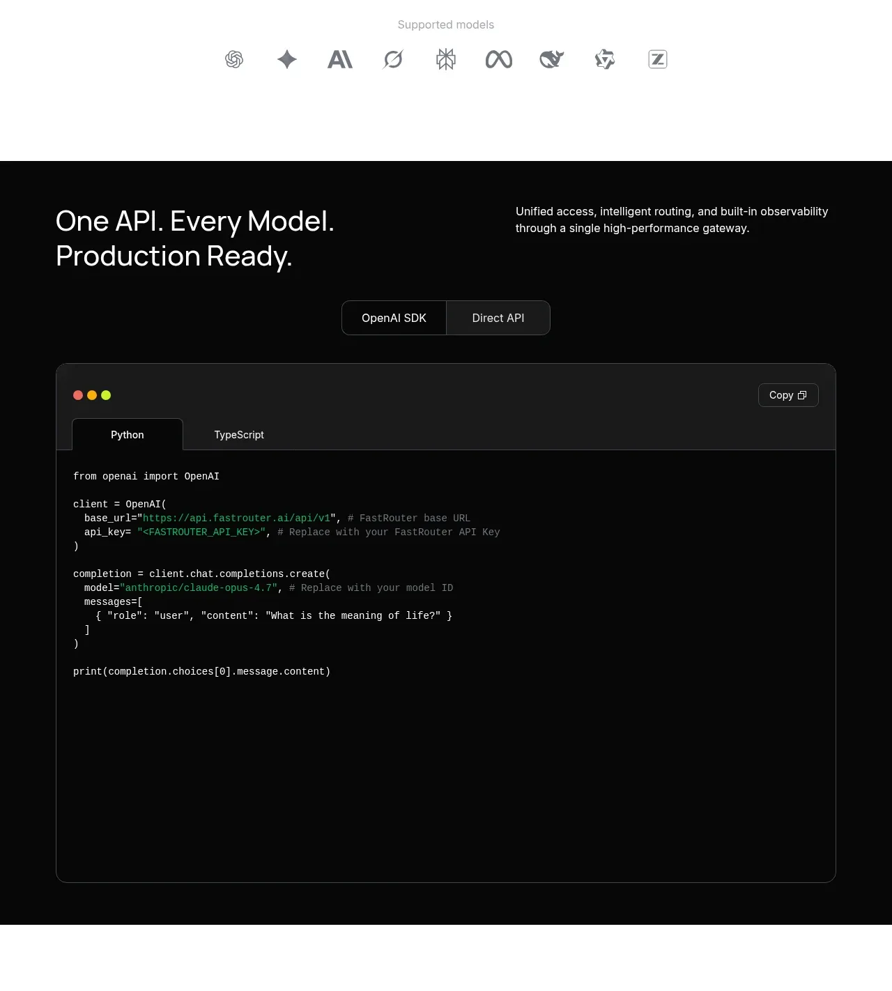 FastRouter.ai code block component