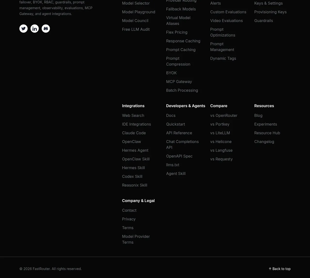FastRouter.ai footer component