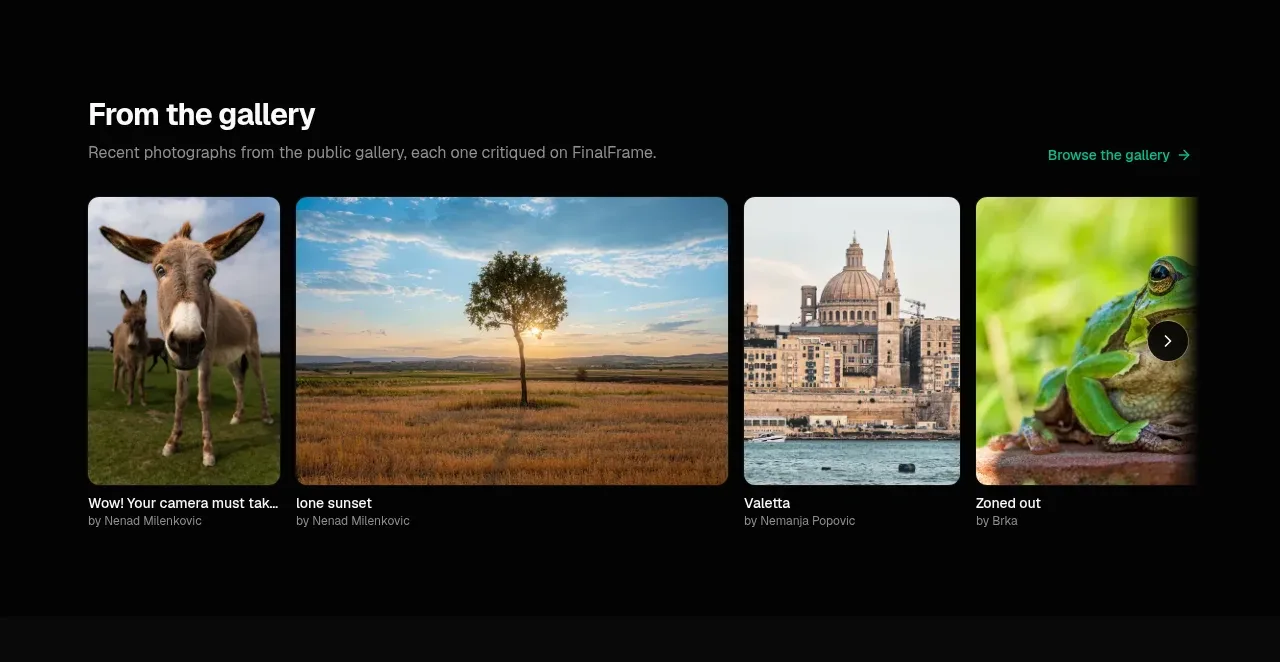 FinalFrame gallery component