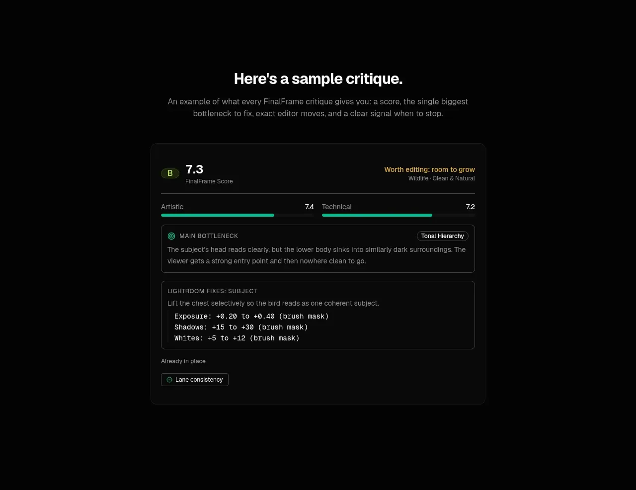 FinalFrame card component