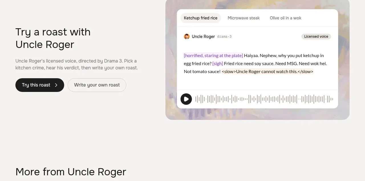 Fish Audio Drama 3 feature grid component