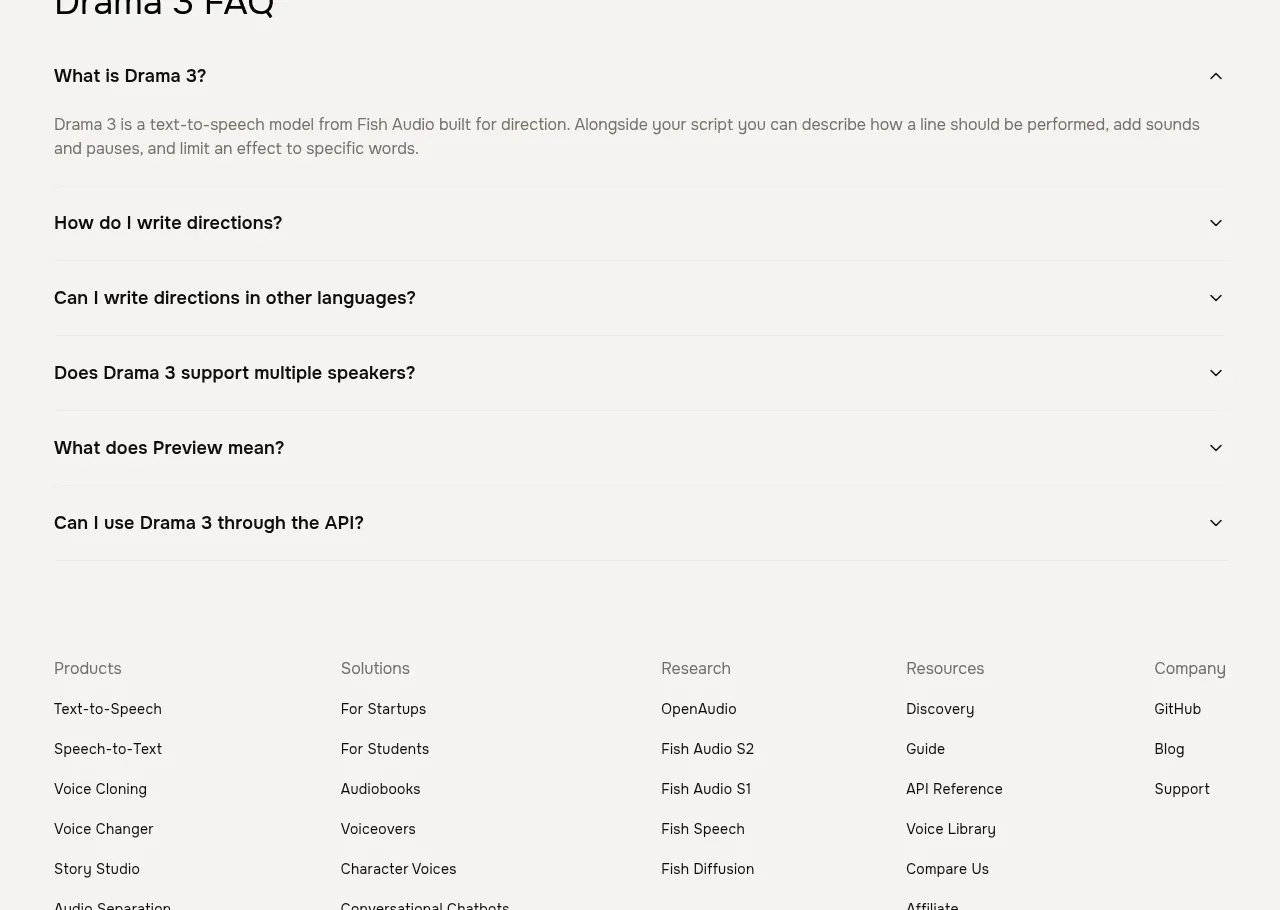 Fish Audio Drama 3 faq component