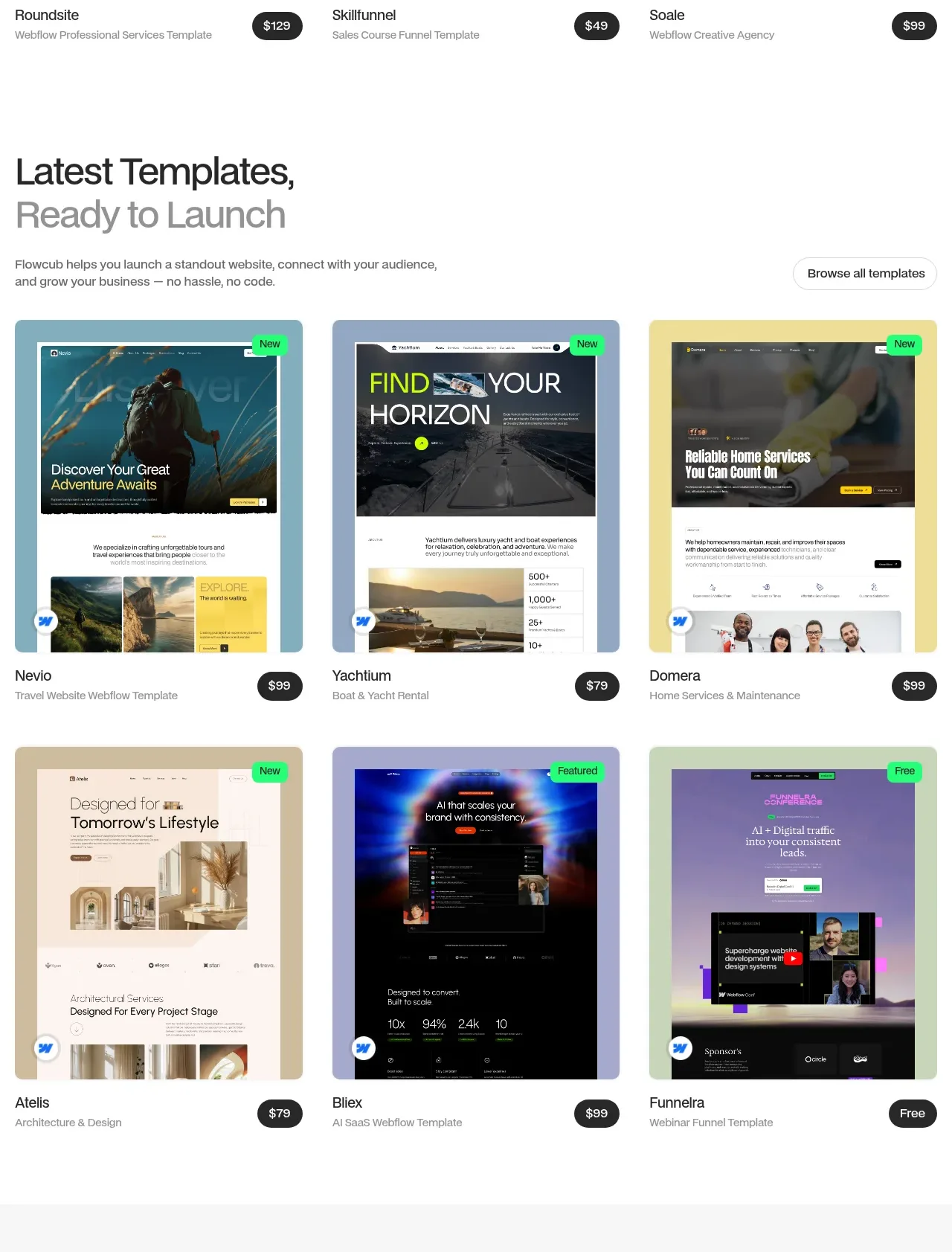 flowcub.com feature grid component