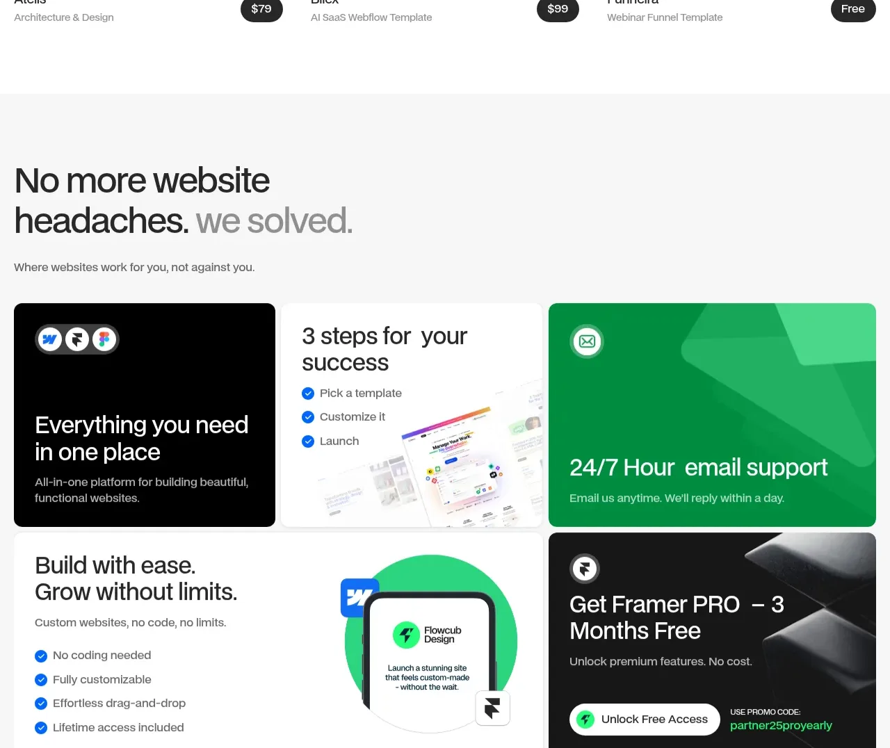 flowcub.com feature grid component