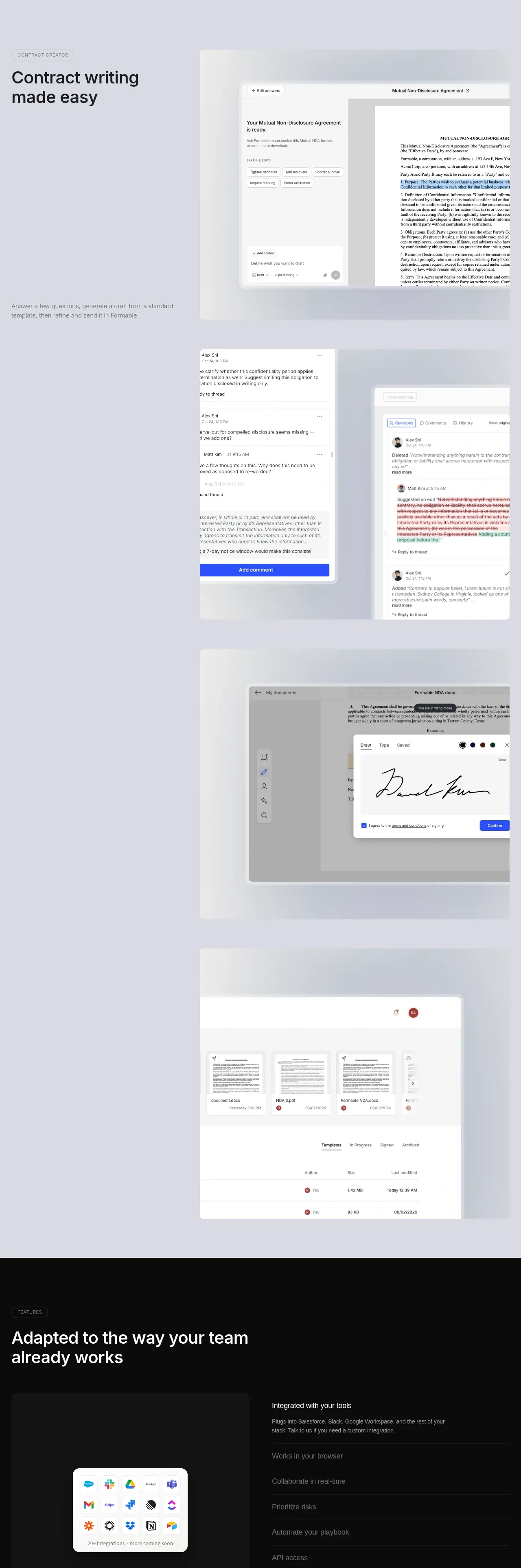 formabledocs.com feature grid component