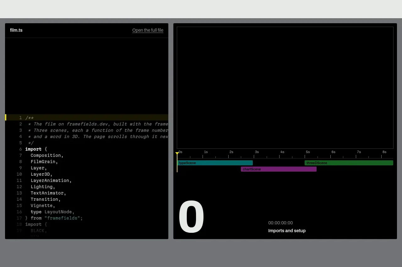 Framefields code block component