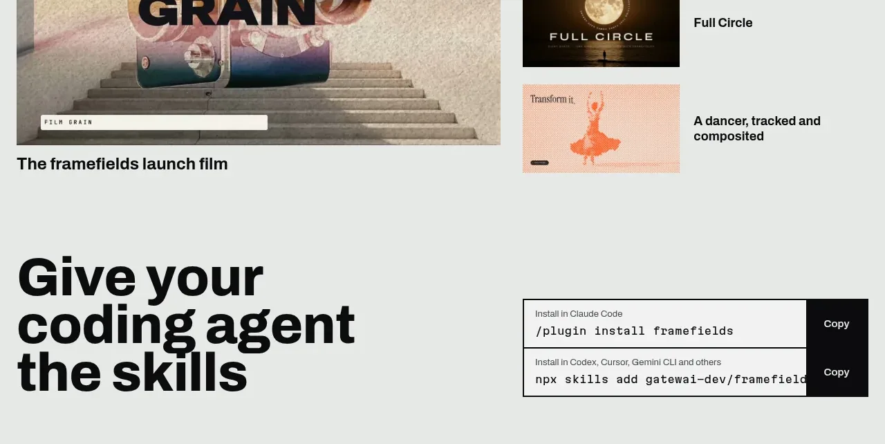 Framefields call to action component