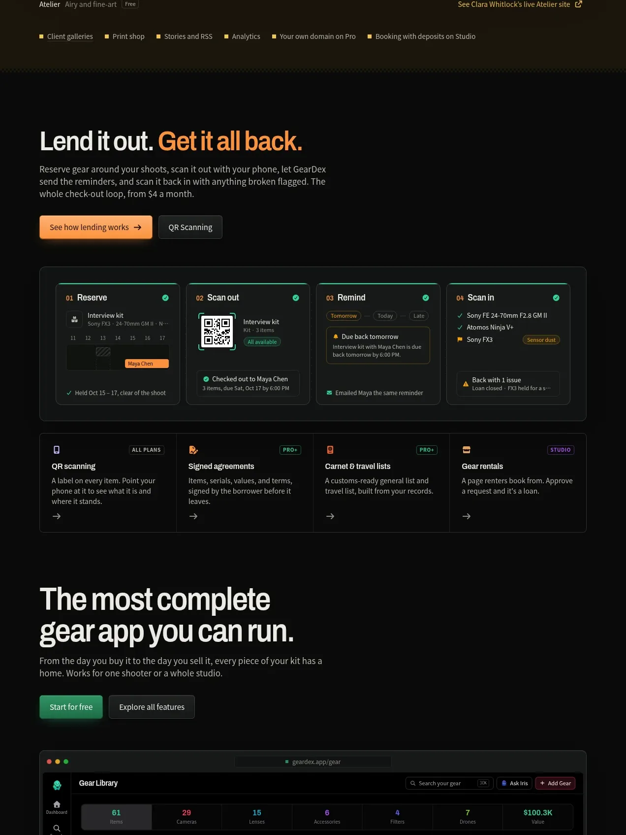 geardex.app feature grid component