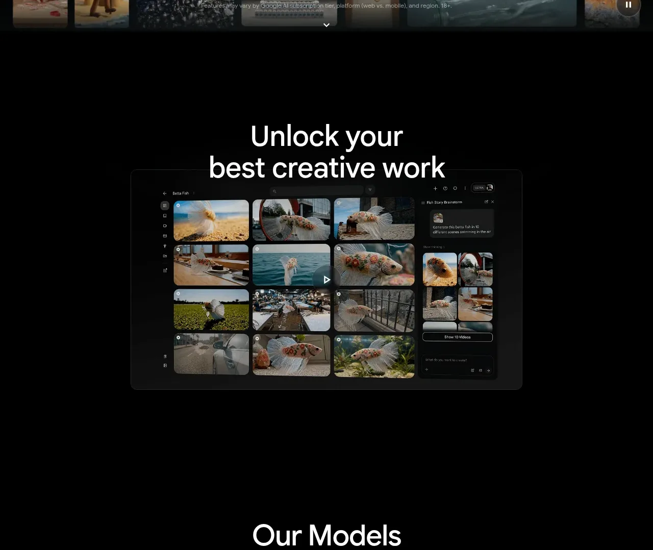 Google Flow for iOS & Android feature grid component