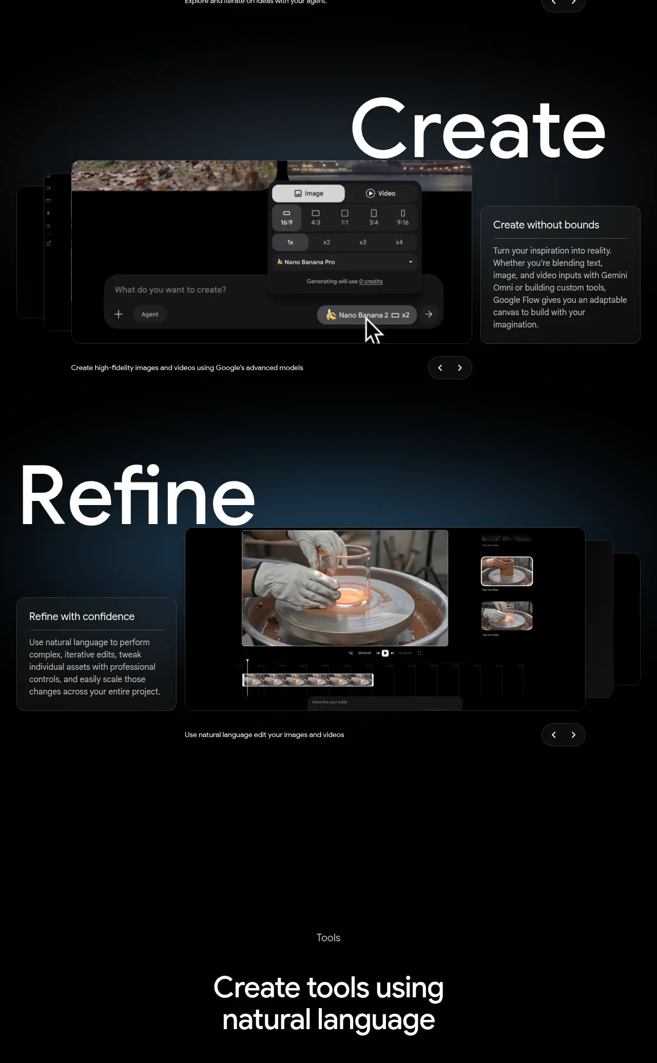 Google Flow for iOS & Android feature grid component