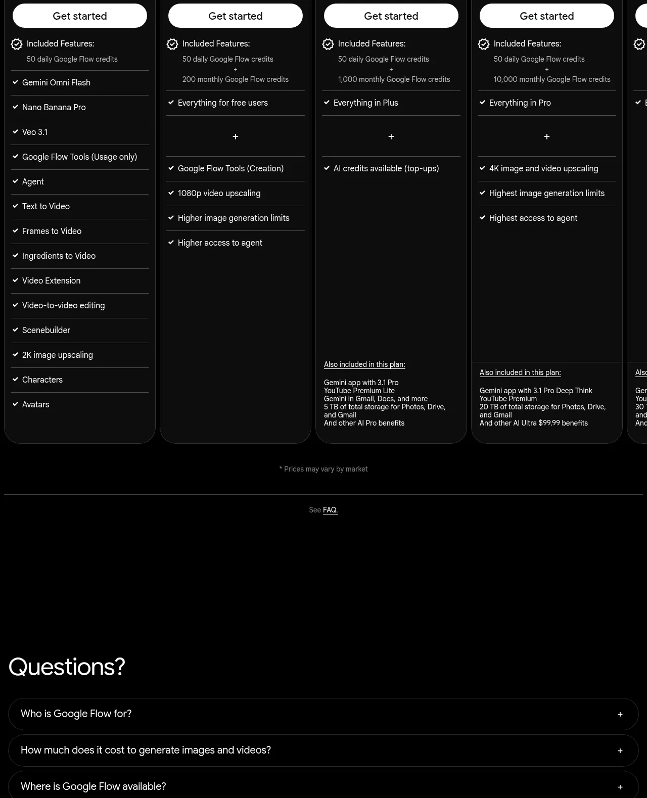 Google Flow for iOS & Android faq component