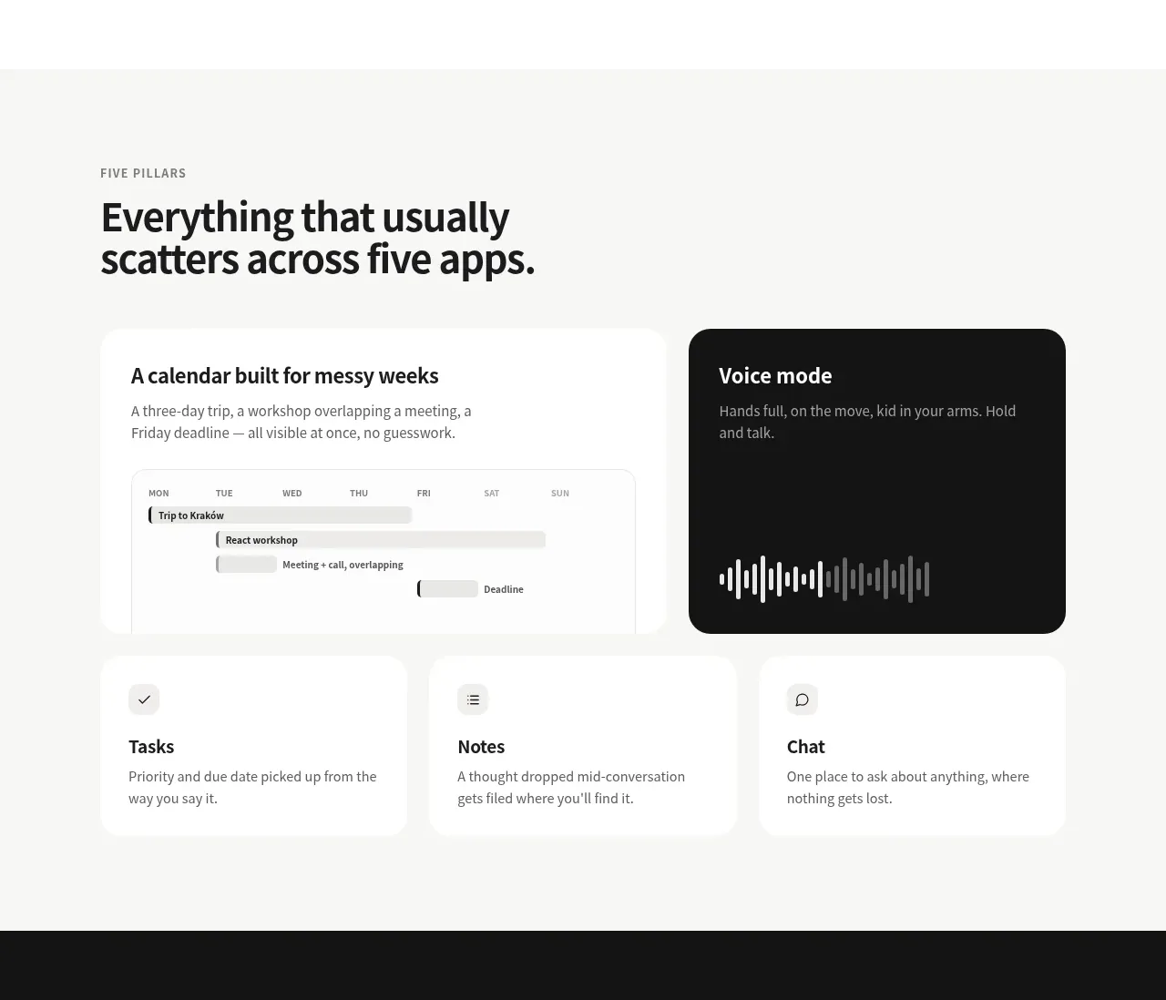 Grimo AI feature grid component