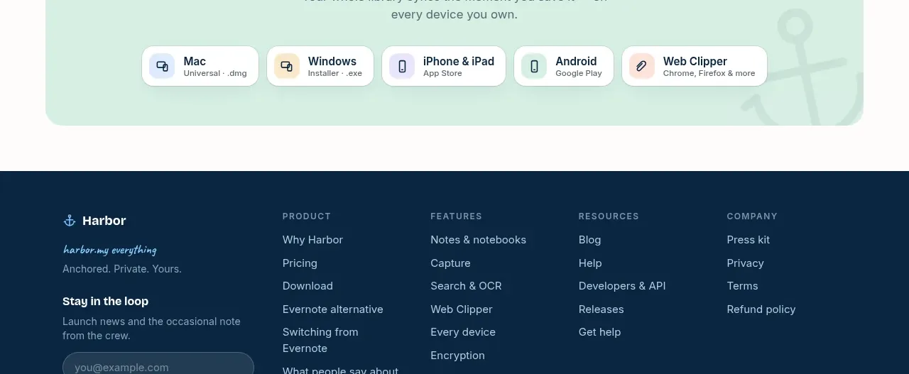 Harbor call to action component